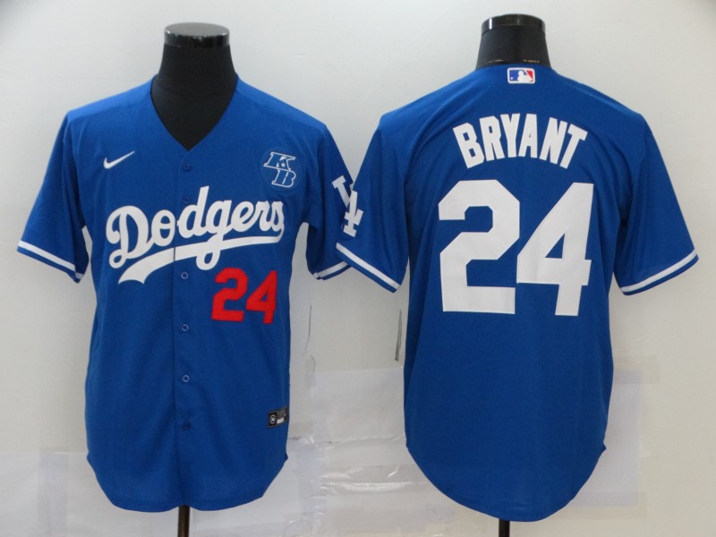 Men's Los Angeles Dodgers #24 Kobe Bryant Blue 2020 KB Patch Cool Base Stitched Jersey